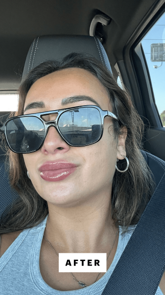 A selfie of former Allure shopping market editor Angela Trakoshis after applying Sacheu Lip Liner StayN Peel Off Lip...